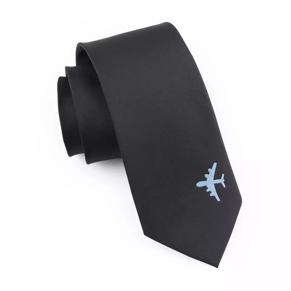 Black Tie with Blue Jumbo Jet 4 Engine Airplane - Picture 2 of 8